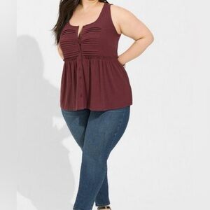 torrid Burgundy Pleated Front Tank Top